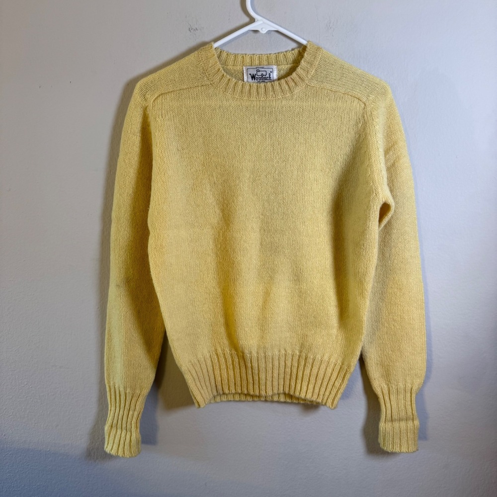 Woolrich Woman Vintage Knit Sweater Butter‎ Yellow Crew Neck Long Sleeve Size M